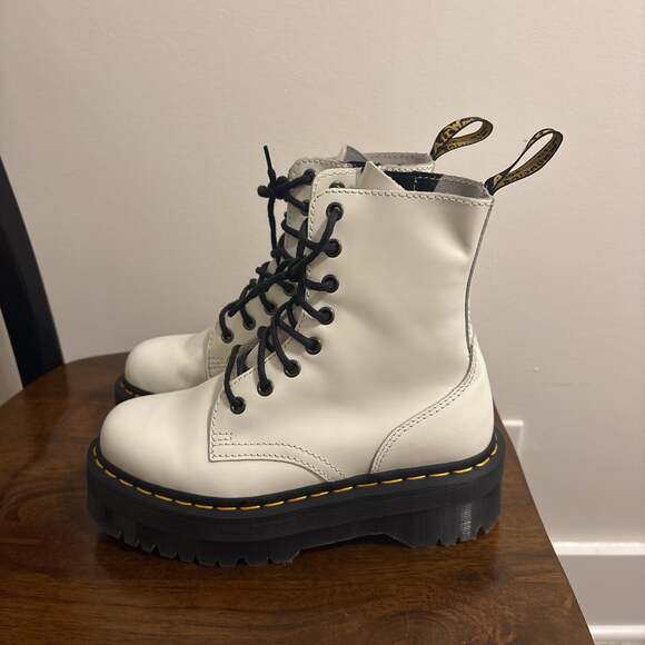 Dr. Martens Jadon Smooth Leather Platform Boots in White - Picture 2 of 5